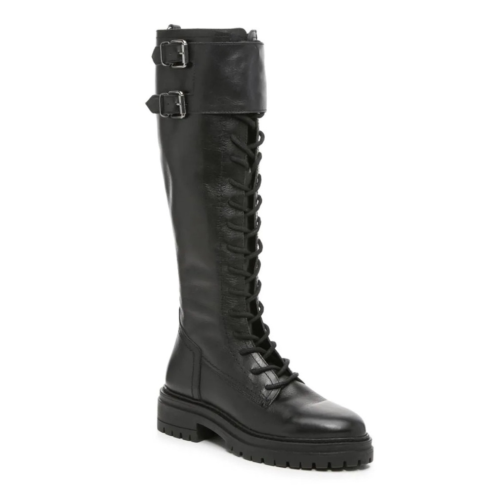 Steve Madden Lenky Black Leather Combat Boots